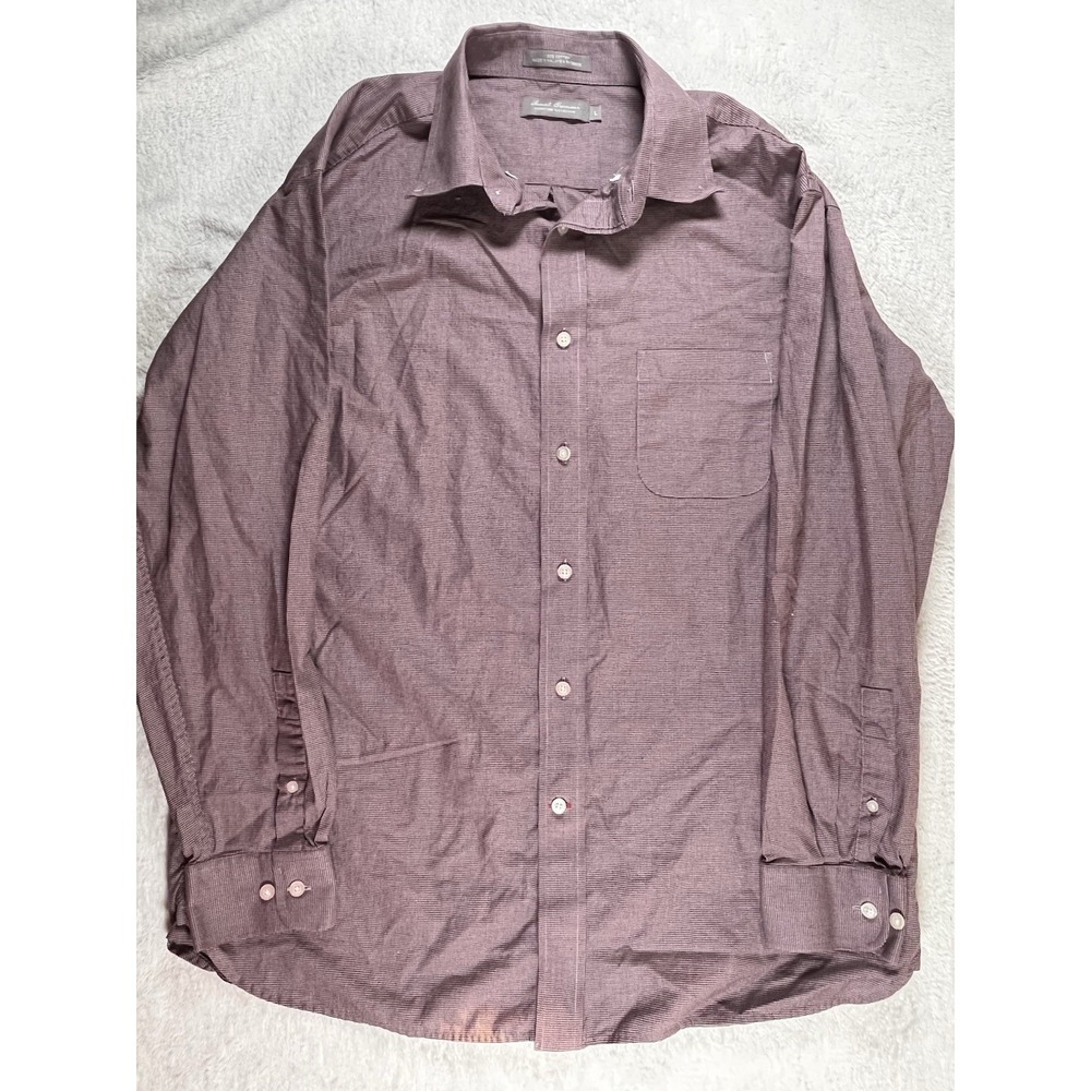 Daniel Cremieux Signature Shirt Mens Large Burgundy Houndstooth Cotton Button Up